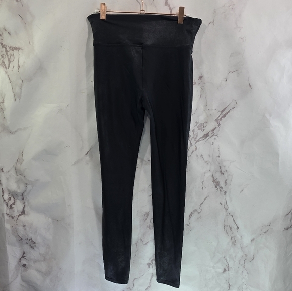 Spanx Leggings Womens XL Faux Vegan Leather Black High Rise Crop Ankle 2437 - Picture 5 of 14